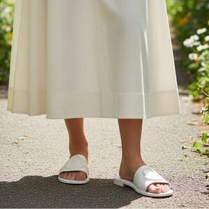 Moncler Mon Slide Sandals in White Rubber